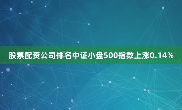 股票配资公司排名中证小盘500指数上涨0.14%