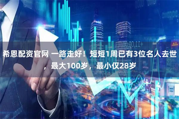 希恩配资官网 一路走好！短短1周已有3位名人去世，最大100岁，最小仅28岁
